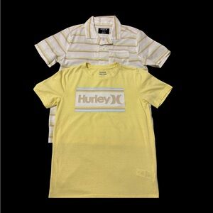 Hurley Youth Woven Shirt & Tee Set Yellow, White/Gray Size:10/12